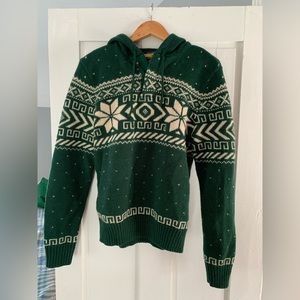 Rugby Ralph Lauren Hooded 100% Wool Vintage Style Snowflake Sweater Size Small